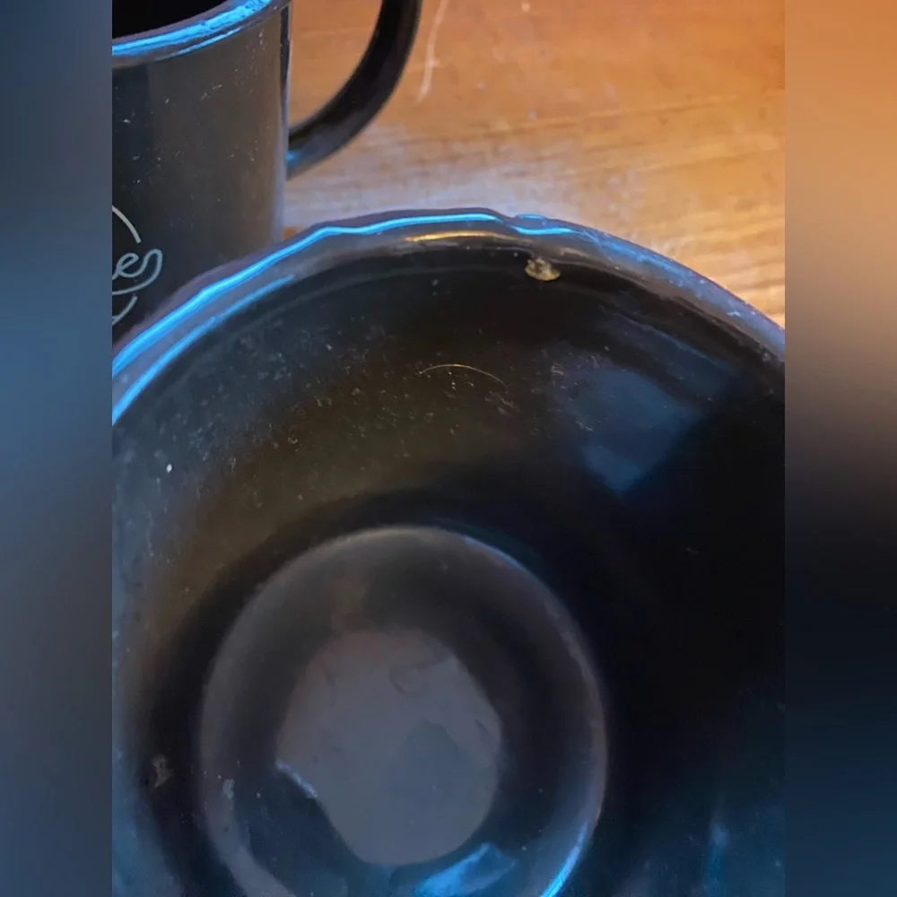 Two black metal coffee mugs. - Picture 2 of 4